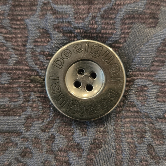 Desigual Navy Trench Coat with Pink Floral Design - Picture 5 of 9